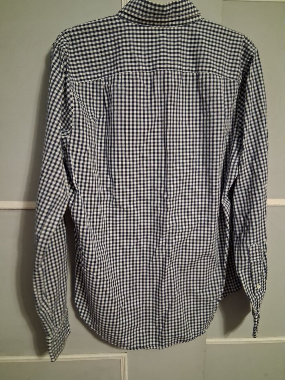Abercrombie & Fitch Button Down Shirt L Muscle Fit Navy & White Check Cotton - Picture 3 of 6